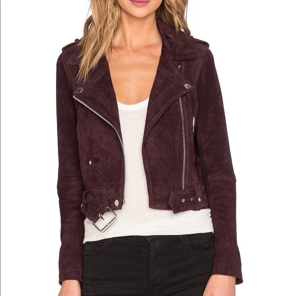 Blank NYC Burgundy Suede Moto Jacket